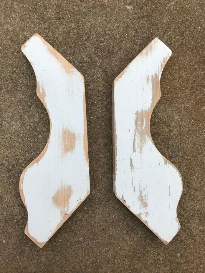 2 Shabby Cottage Country Corbel Porch Post Wall Brackets Scroll Wood Corbels Lot