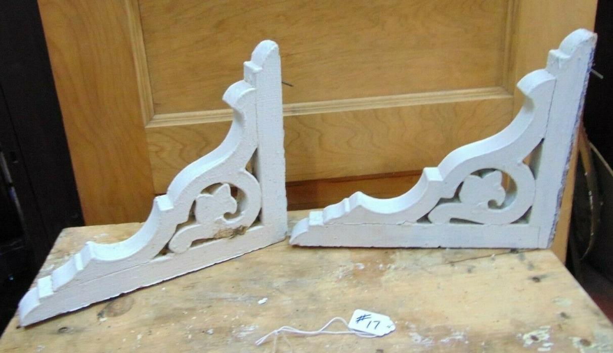 Pair of Antique Victorian Architectural Painted Wood Corbels-#17