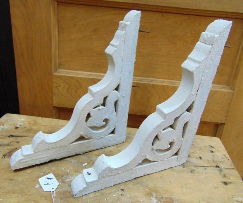 Pair of Antique Victorian Architectural Painted Wood Corbels-#14