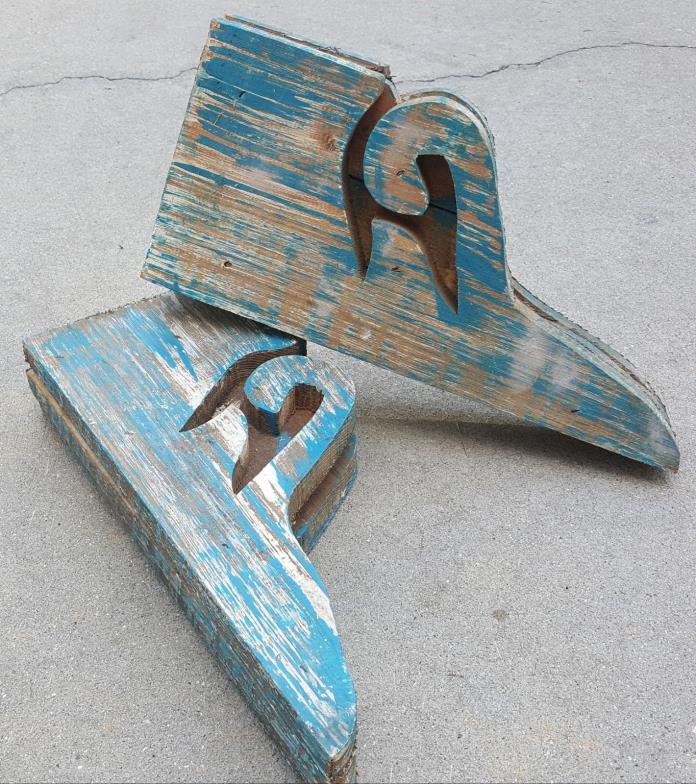 Set of 2 Blue Handmade Rustic Corbels/brackets