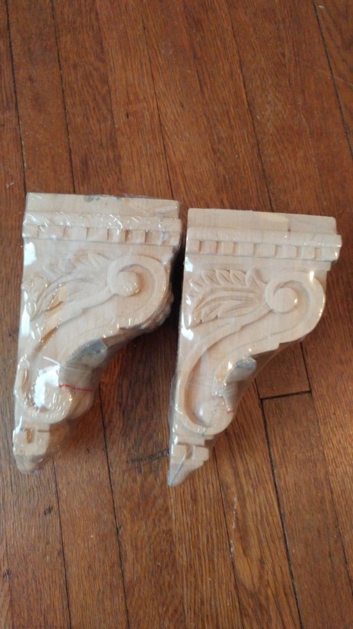 Pair New Wood Corbels Wall Shelf Bookend