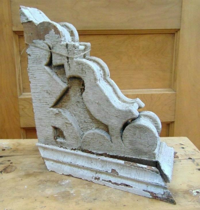 ANTIQUE WOODEN CORBEL VICTORIAN WHITE DISTRESSED PAINT-#3