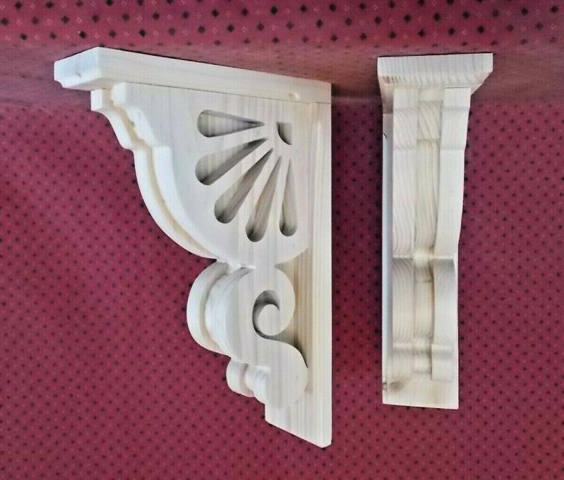 PAIR Victorian Design Wood Corbels Custom Size  9-1/2 x 12-3/4 x 3