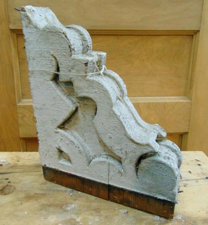 ANTIQUE WOODEN CORBEL VICTORIAN WHITE DISTRESSED PAINT-#4