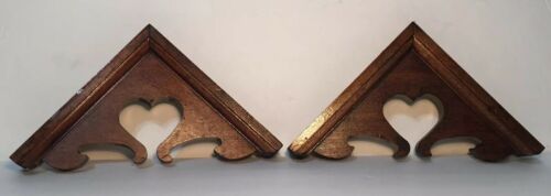 Wood Corner Corbels Pair - Heart -Hanging Hardware Attached Wooden 7” X 7”