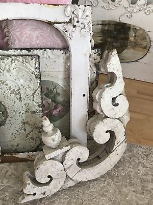 FOUR Antique Architectural Corbels Old Victorian Gingerbread Shabby Chic Chippy