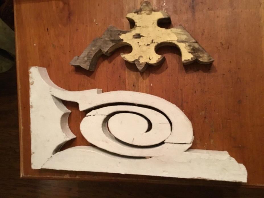2 odd ball antique wooden Corbels  11 x23.