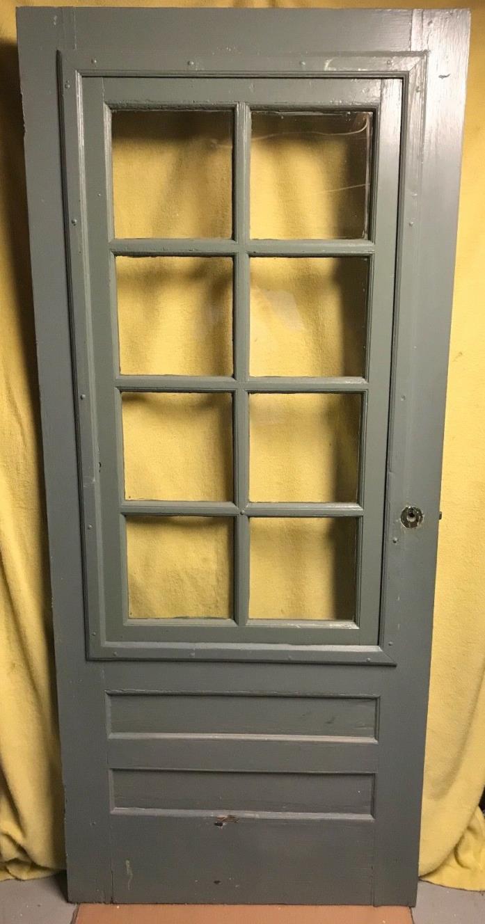 Antique Exterior Wood Screen / Storm French Door 34x79 Removable 8 Glass Panes