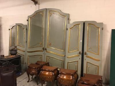 4 Impressive Pair of Antique Italian Louis XV Rococo Painted & Gilt Doors