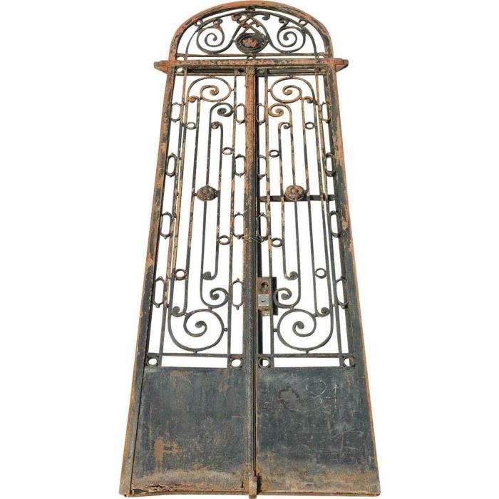 Large Antique Argentine Beaux Arts Wrought Iron Arched Transom Entry Gate c.1890