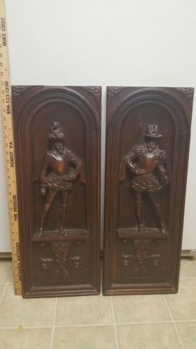 19th Century French Carved Walnut Panels. Architectural Salvage. Trubadors