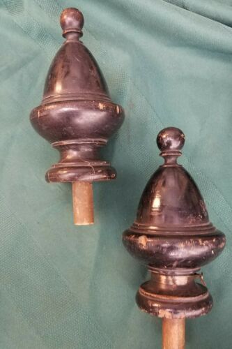 antique 1920 architectural finials pair walnut 5