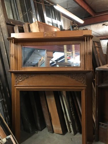 Cm 402 Antique restored quartersawn oak fireplace mantle58W by 77.2 5H