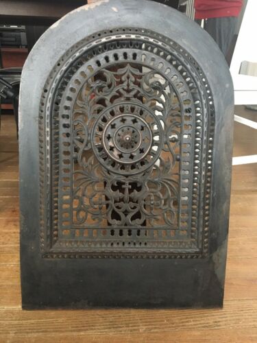 Antique 1800s W Jackson & Co Fireplace Cover Cast Iron Ornate Rare Beautiful