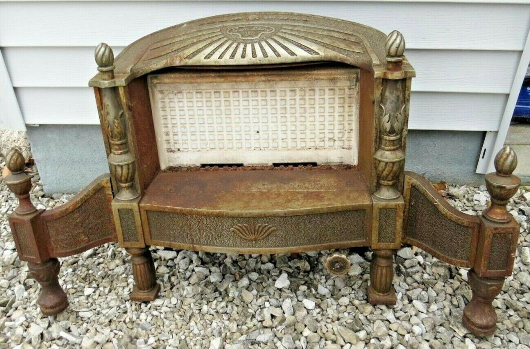 SUN GLOW VINTAGE CAST IRON ORNATE GAS FIREPLACE INSERT CERAMIC HEATER