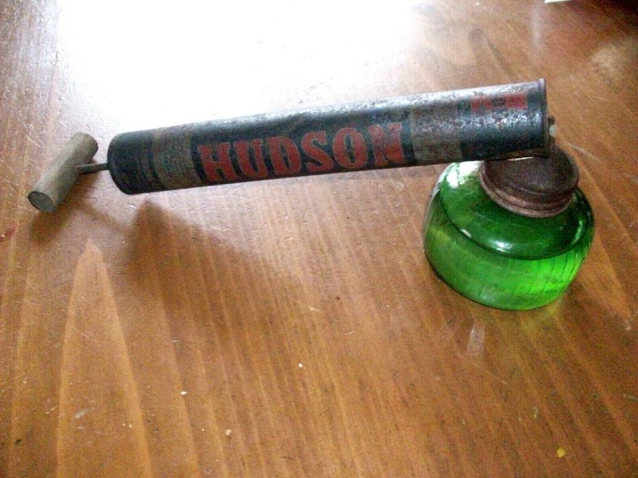 vintage hand pump hudson plant sprayer green glass