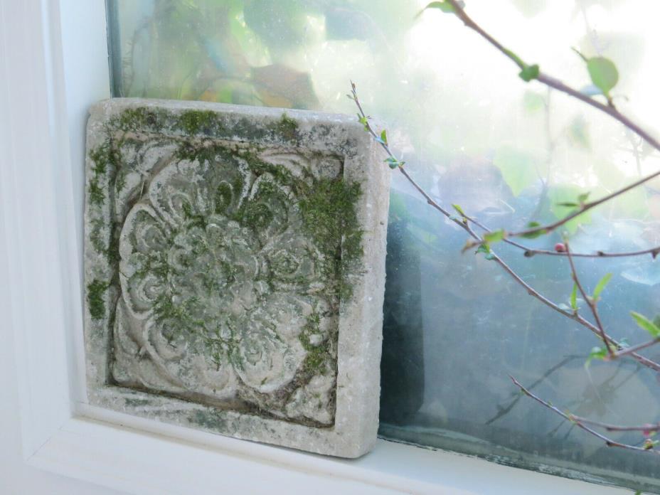 Old Mossy Ornate Garden Square Stepping Stone Wall Tile Concrete Cement