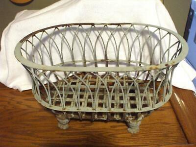 Vintage Ornate Wrought Cast Iron Wire Primitive Garden Basket Planter