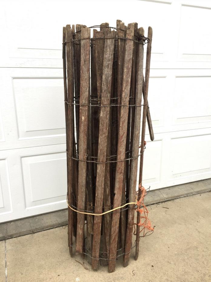 20 FT. VINTAGE WOOD SLATS & WIRE YARD FENCING GATE Salvage  CRAFTING 48