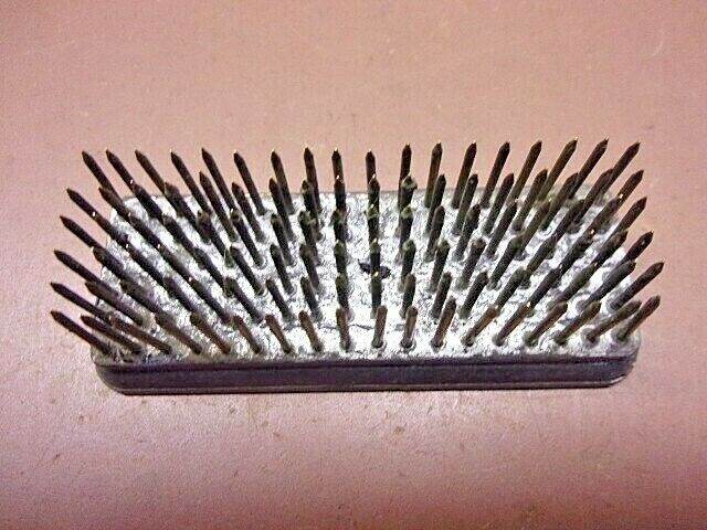 Antique Rectangular Flower Frog Brass Spikes Lead Base 1 1/8