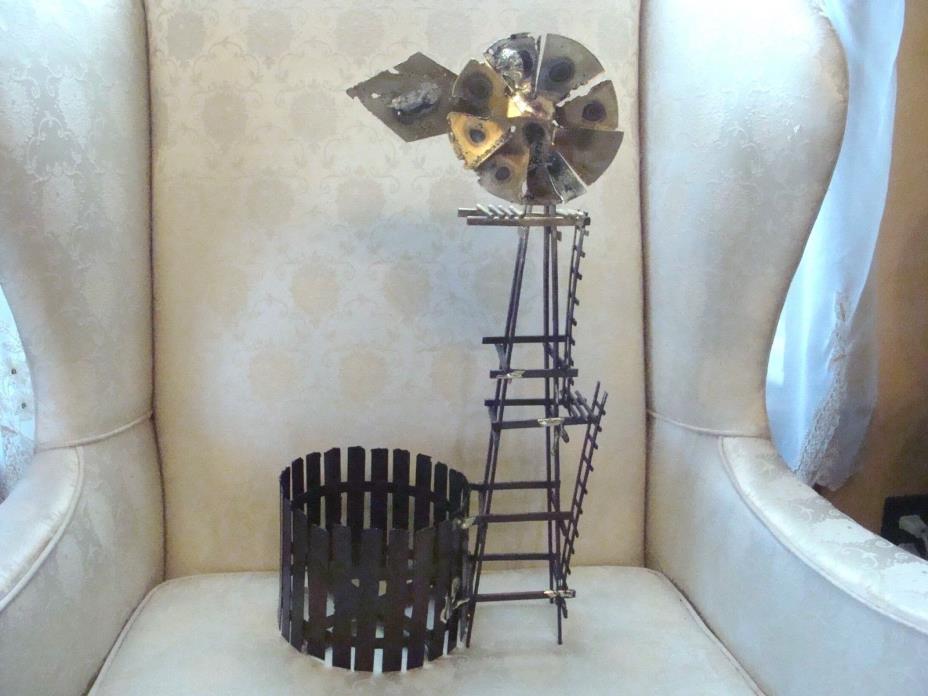 All Metal Windmill with Stock Tank Vintage 18 1/2