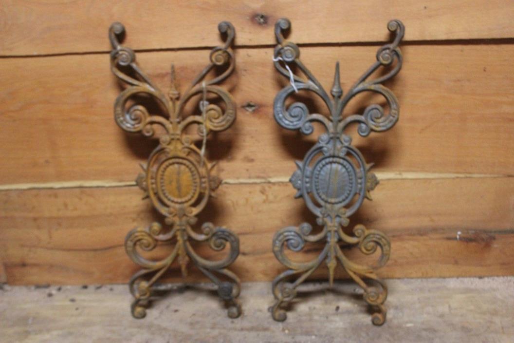 Two Victorian Cast Iron Ornate Fence or Gate Panel Antique Architectural