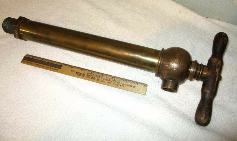 Vintage Hand  Water Pump Antique Solid Brass W/ Wooden Handle Transfer Bilge