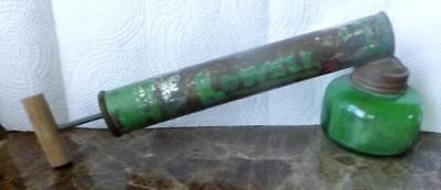 Vintage Lowell Bug Sprayer Duster Green Glass Steam Punk