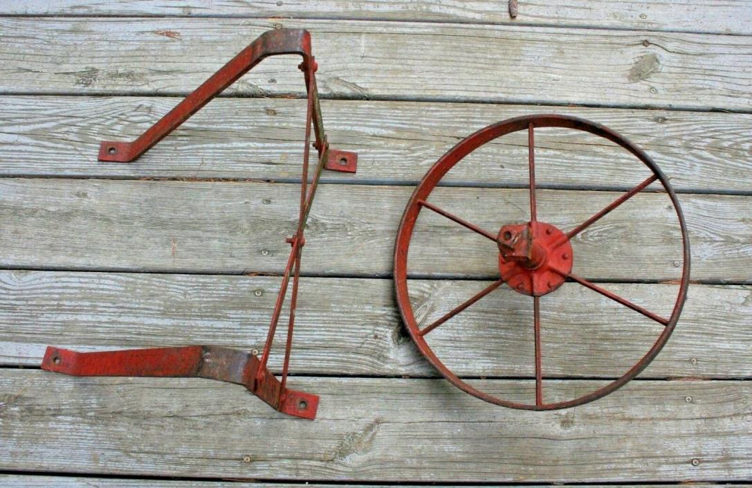 Antique Steel Wheelbarrow Wheel & Front Brace SUPER HEAVY