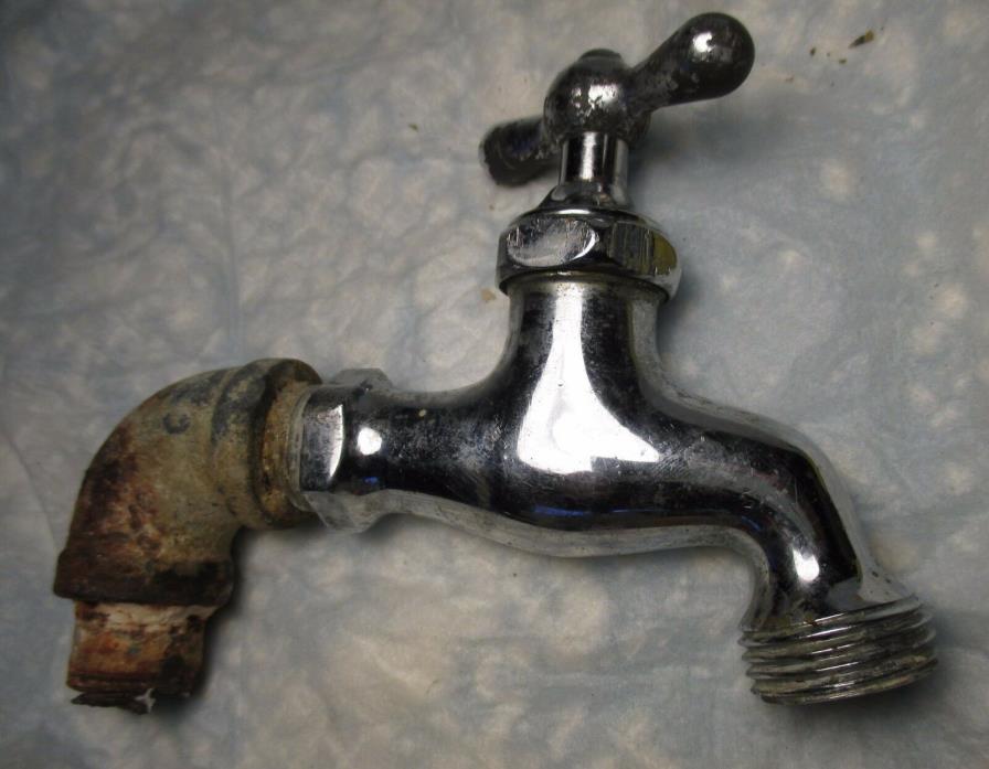Antique Vintage Brass Faucet Spigot Spout wth Threads for Hose potting shed # 4