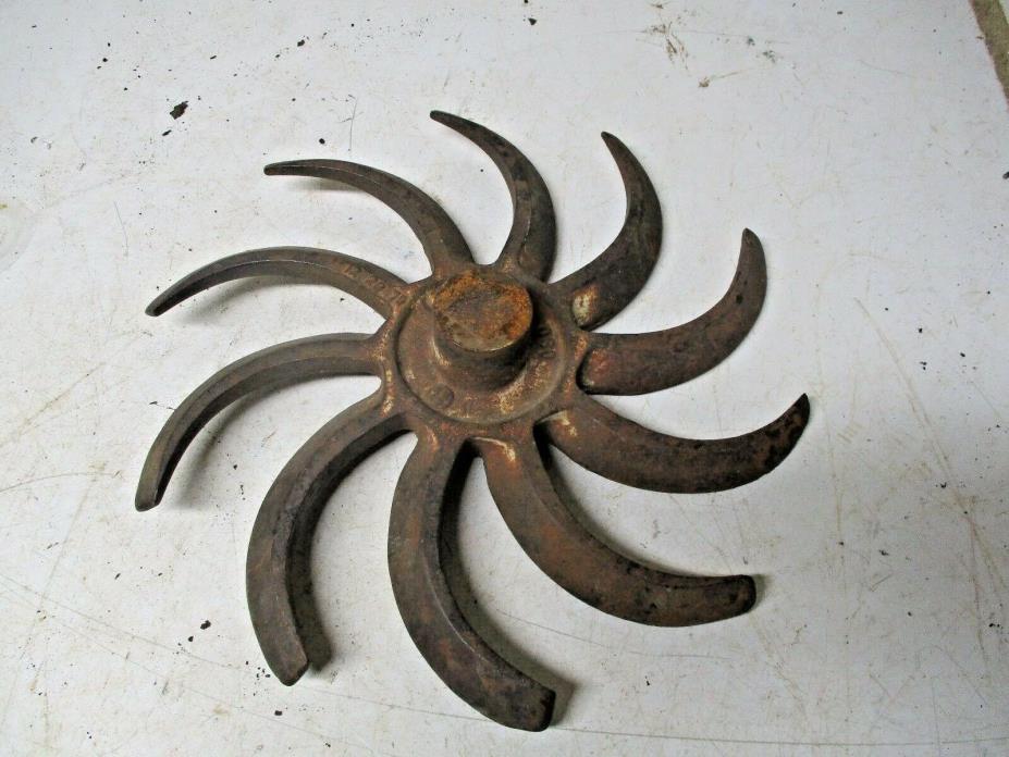 Old Cast Iron Rotary Hoe Spiked Wheel for Garden Flower Yard Art