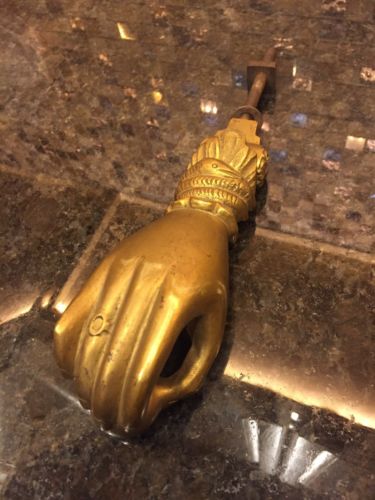 Ornate Solid Bronze Hand & Ball Mansion Door Knocker Brass Doorknocker Vintage
