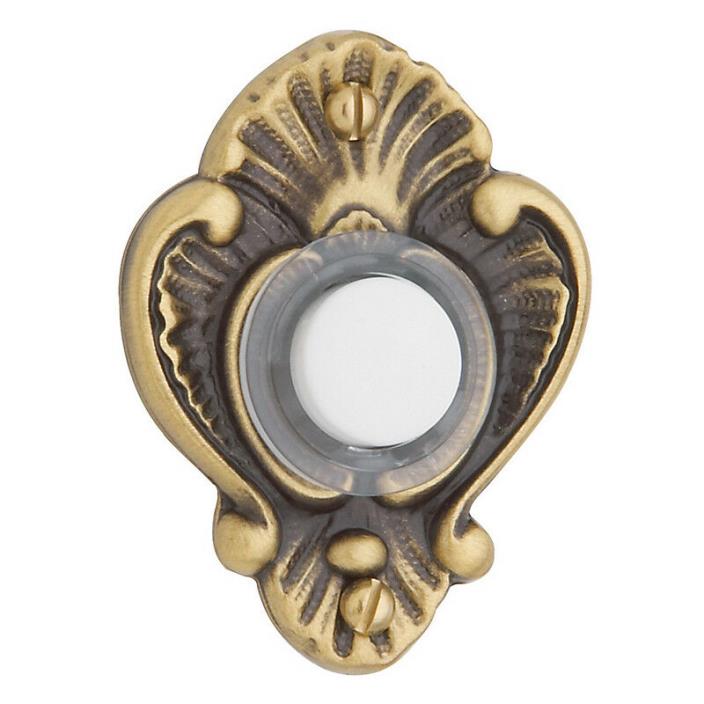 Baldwin 4857060 Victorian Door Bell Button, Antique Brass with Brown