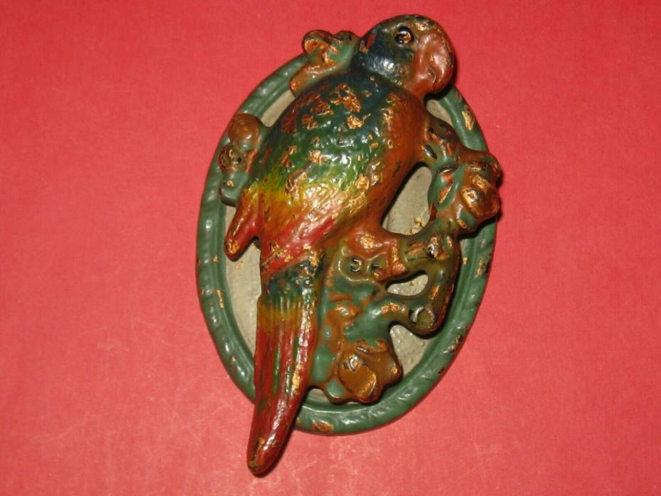 Antique Hubley #82 Home Parrot Bird Cast Iron Door Knocker Bell 1920-BL