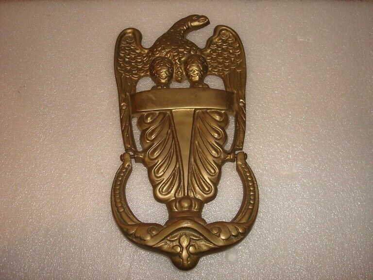 Antique Vtg Large Solid Brass American Bald Eagle Door Knocker 9-1/4