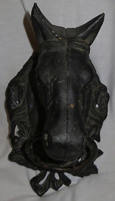 Cast Iron Horse Head Door Knocker Hitching Post Towel Ring 8 Lbs Rustic Decor