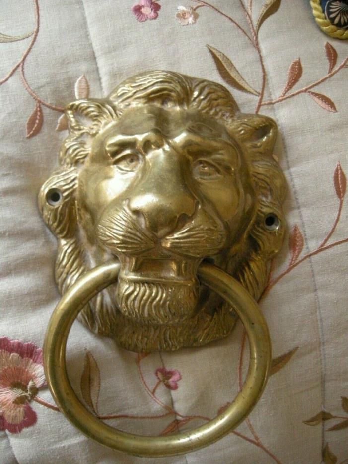 Vintage Solid Brass  Lion Head with ring