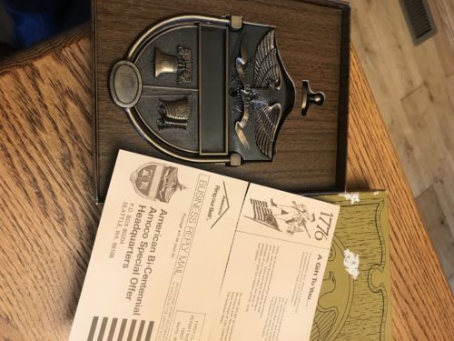 Vintage 1976 AMOCO Brass AMERICAN EAGLE DOOR KNOCKER New in box unused
