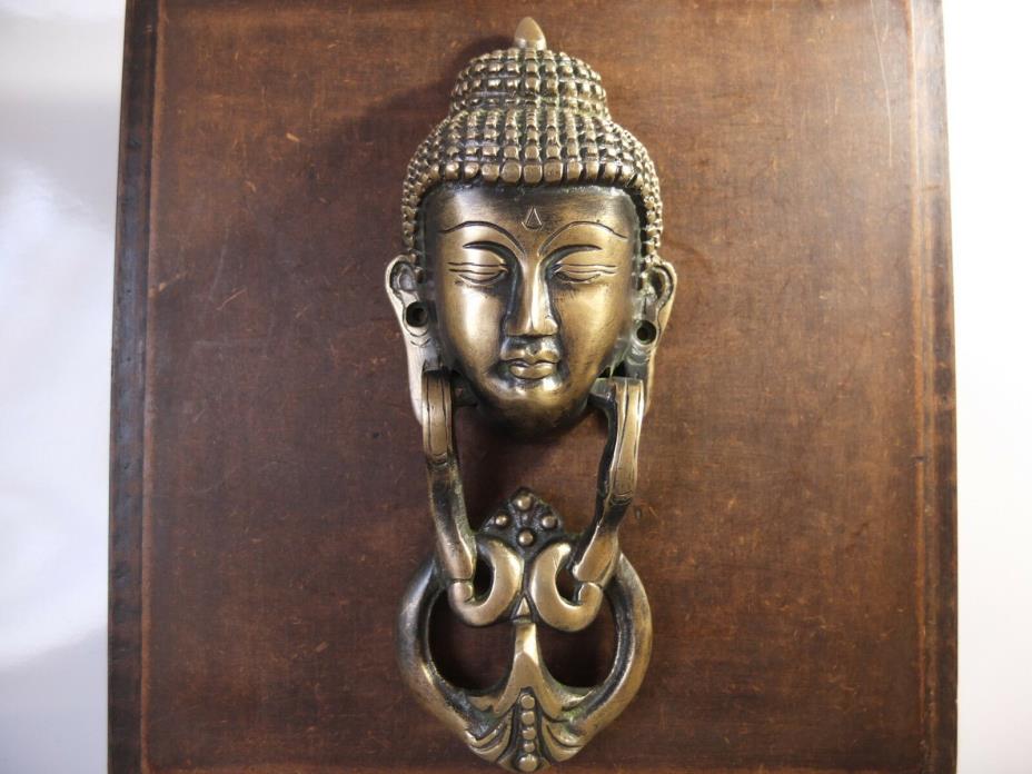 VINTAGE ANTIQUE STYLE HAND MADE SOLID BRASS BUDHA SHAPED DOOR KNOCKER