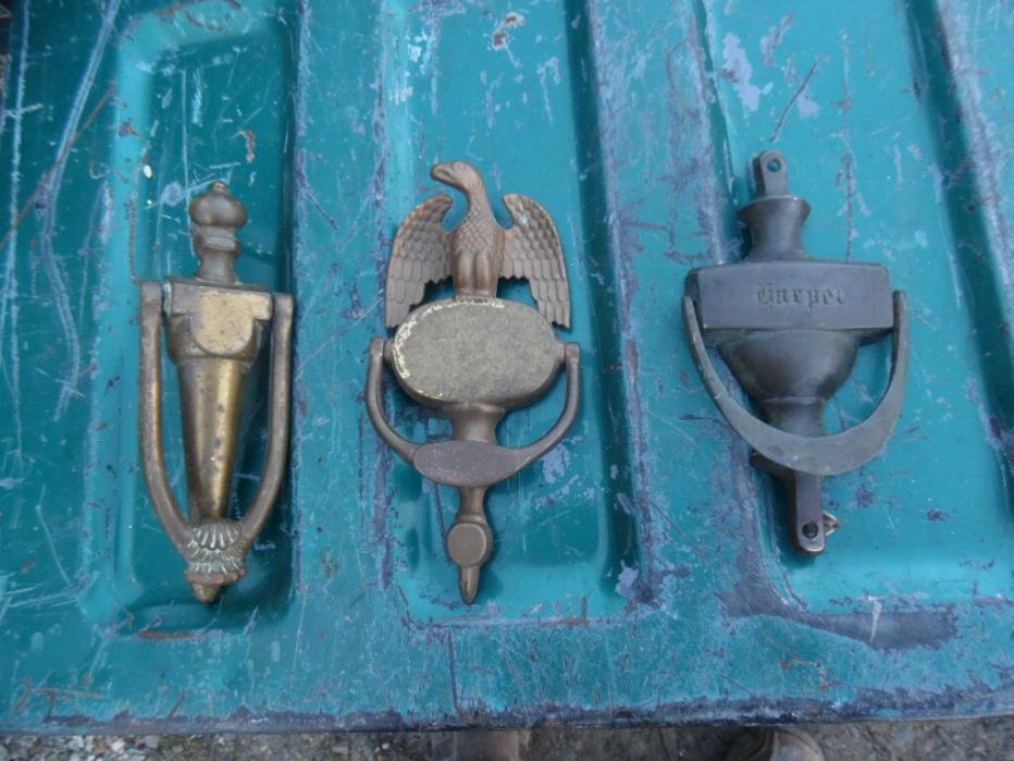 3 vintage brass door knockers