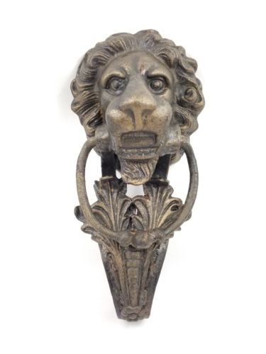 Lion Head Front Door Knocker Vintage Antique Cast Iron 18t Century Italian Style