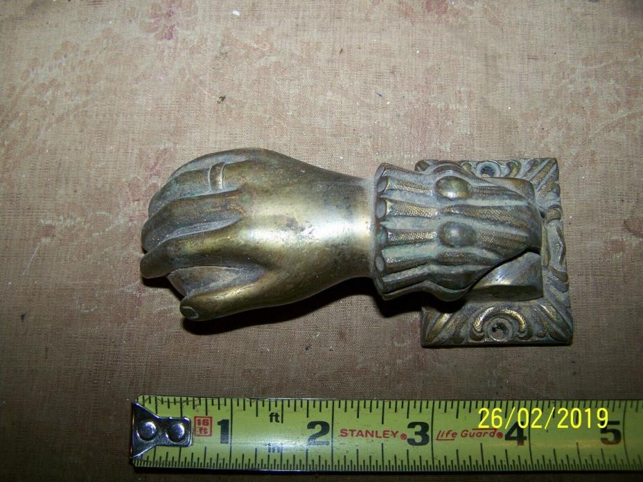 Antique/Vintage Heavy Brass Door Knocker, Hand With Ball Marked Raul Martins