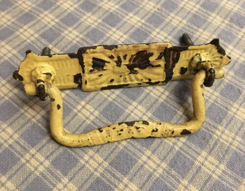 Antique Brass / Cast Iron drop Handle Tool Box trunk Pull old decorated Lot#0011
