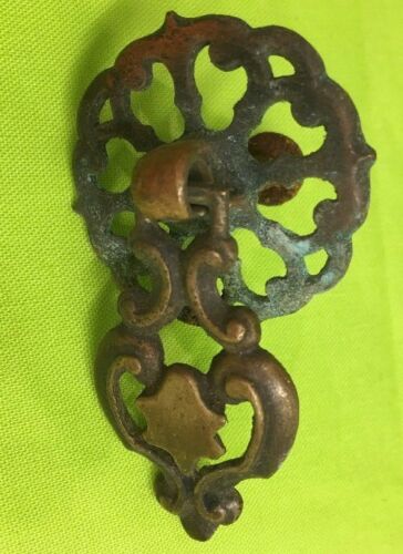 Antique bronze drop bail drawer pull cabinet swing handle # 7528 Small AS IS