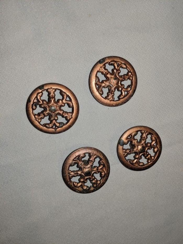 Vintage Drawer handles Set of 4 Probably Copper Made in Japan round