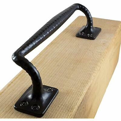 Barn Door Pull Handle 9" Solid Cast Iron With Rustic Look (Black Powder Home