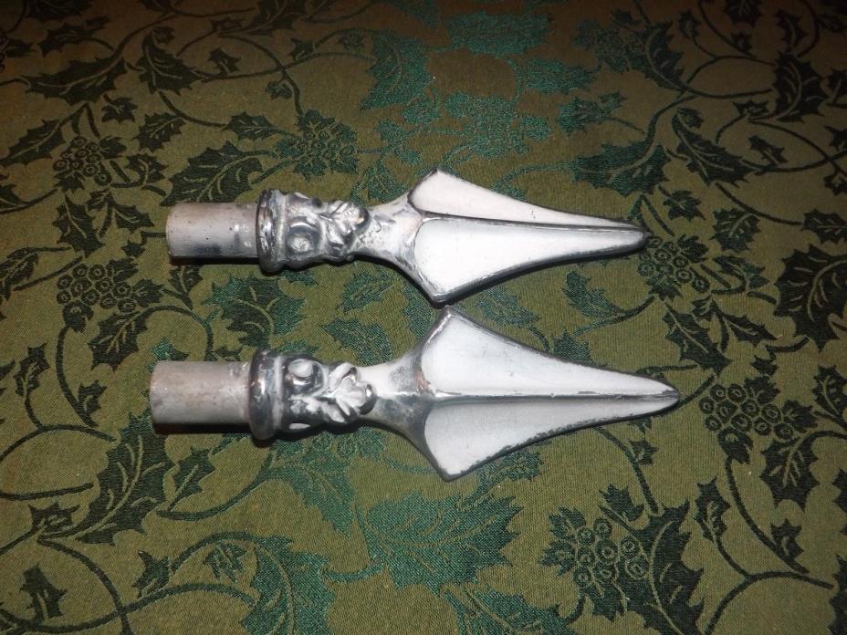 VINTAGE 1950'S SOLID CAST ALUMINUM ARCHITECTUAL SPEARHEADS PAIR OF TWO