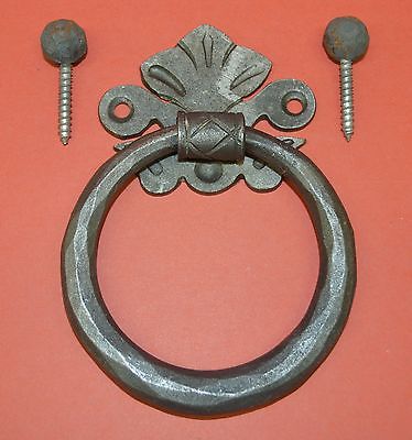 Door Pull Handle, Colonial Wrought Iron Fleur Di Lis with Ball Screws Handmade