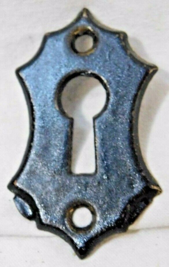1800's Antique DOOR Keyhole Plate VICTORIAN Style Original Black Finish ORNATE