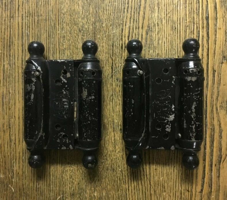 Pair Antique Bommer's Double Action Swinging Door Hinges, Patented 1905
